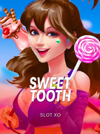 ภาพหน้าปกเกมสล็อต Sweet Tooth ธีมลูกกวาดและขนมหวานหลากสีพร้อมระบบการจ่ายแบบกลุ่ม